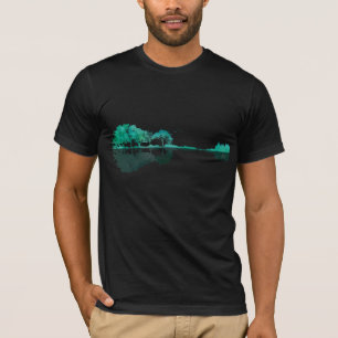 T-shirt Guitar Lake Shadow Paysage Musique Amour Guitarist