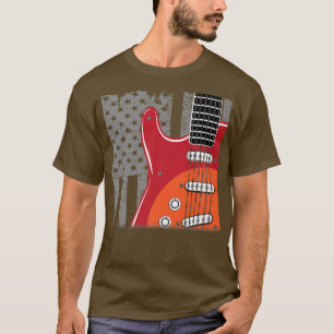 T-shirt Guitar Musician Music Lover Patriotic Usa Flag Gui