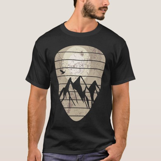 T-shirt Guitar Pick Mountain Cool Guitar Player Guitarist  (Devant)
