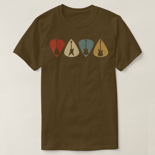 T-SHIRT GUITAR PICK RETRO ELECTRICS SILHOUETTES  (Design devant)
