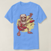 T-shirt Guitar Playing Heavy Metal Halloween Skeleton  (Design devant)