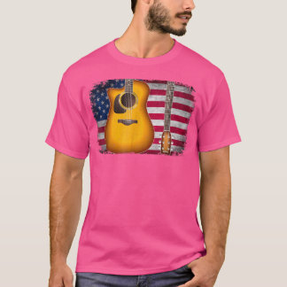 T-shirt Guitare 4 juillet Cadeau Drapeau Américain Pour Ho