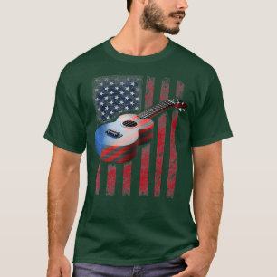 T-shirt Guitare acoustique américaine Drapeau américain Gu