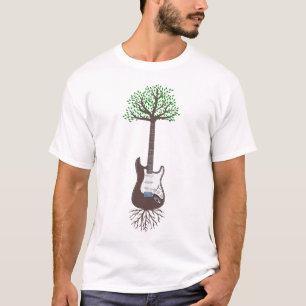 T-shirt Guitare Acoustique Arbre De Vie Guitare Joueur Nat