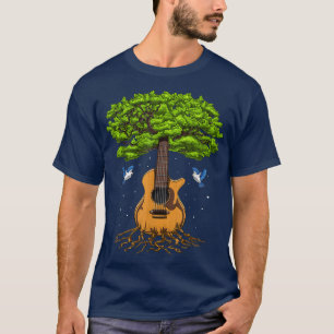 T-shirt Guitare Acoustique Arbre De Vie Nature Funny Guita