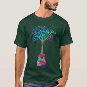 T-shirt Guitare acoustique Arbre de vie Nature Guitariste