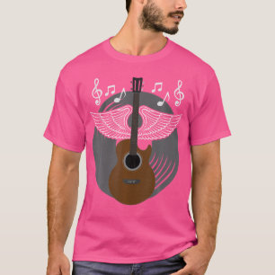 T-shirt Guitare Acoustique Avec Ange Wings Guitare Player 