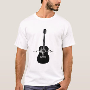 T-shirt Guitare Acoustique Battement de Coeur Ligne de Vie