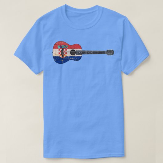 T-shirt Guitare acoustique croate âgée et portée (Design devant)