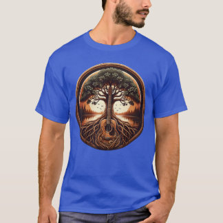 T-shirt Guitare acoustique de la nature de la vie de la mu