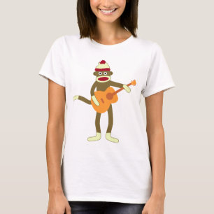 T-shirt Guitare acoustique de singe de chaussette