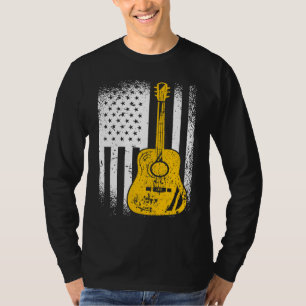 T-shirt Guitare acoustique Drapeau Américain