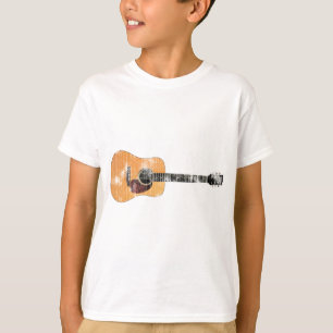 T-shirt Guitare acoustique horizontale (en détresse)