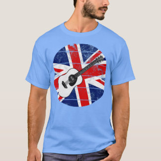 T-shirt Guitare acoustique Royaume-Uni Drapeau Grande-Bret