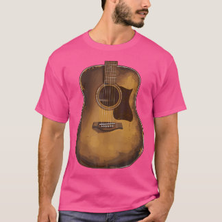 T-shirt Guitare acoustique rustique Amateurs de musique Vi