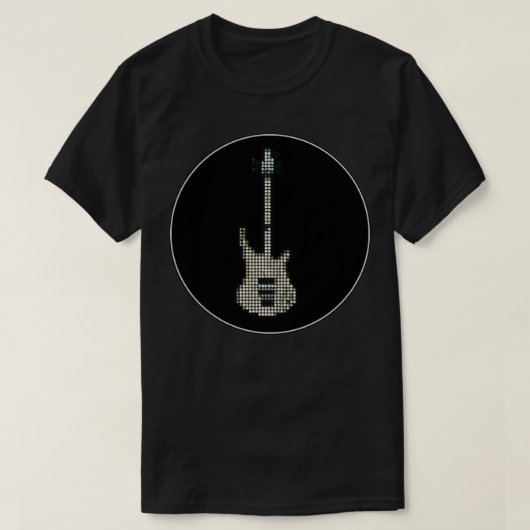 T-shirt Guitare basse blanche K5 en pixel carrelé dans un  (Design devant)