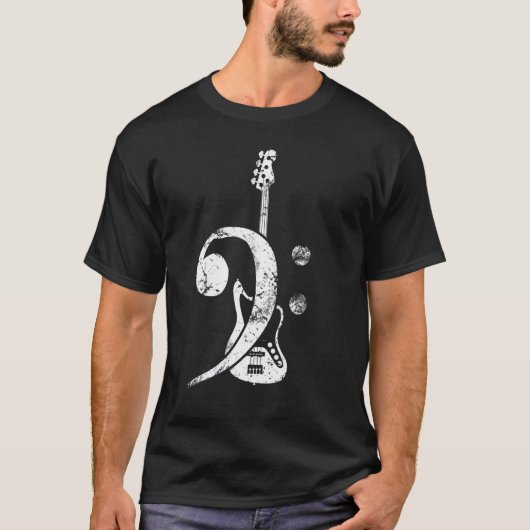 T-shirt Guitare basse en clé de fa (Devant)