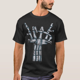 T-shirt Guitare basse squelette rock main électrique à qua