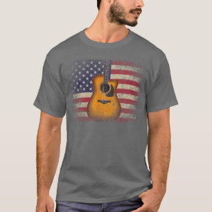 T-shirt Guitare cadeau 4 juillet Drapeau américain USA Cou
