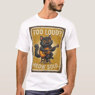 T-shirt Guitare Chat Noir Solo Miaulement