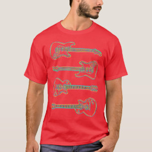 T-shirt guitare CMJN douce contours foncé