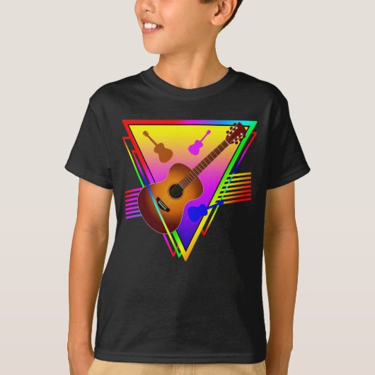 T-shirt Guitare Colorée Rétro (Devant)