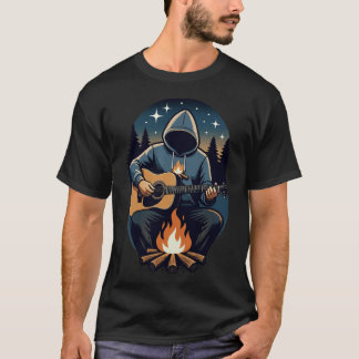 T-shirt guitare croisée avec flamme d'allumette / campT-Sh