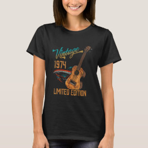 T-shirt Guitare d'anniversaire vintage 1974 48e anniversai