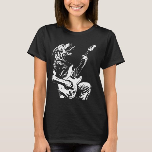 T-shirt Guitare de chien - American Foxhound Papa Maman (Devant)