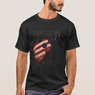 T-shirt Guitare de drapeau américain, unie nous nous