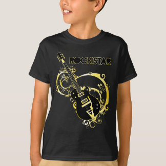T-shirt Guitare de vedette du rock - noir et or