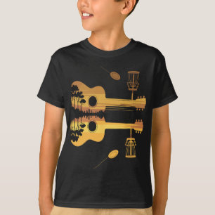 T-shirt Guitare Disc Golf Coucher de soleil Nature Reflet 