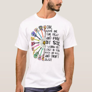 T-shirt Guitare Donne-Moi Le Beat Et Libère Mon Soul Hippi