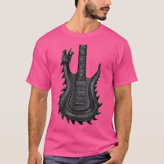 T-shirt Guitare Dragon Unique Pour Homme Rock