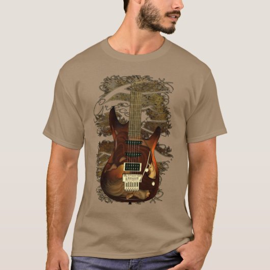 T-shirt Guitare électrique faite sur commande d'imaginaire (Devant)