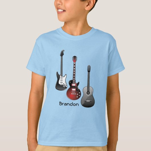 T-shirt Guitare électrique Guitare acoustique Nom personna (Devant)