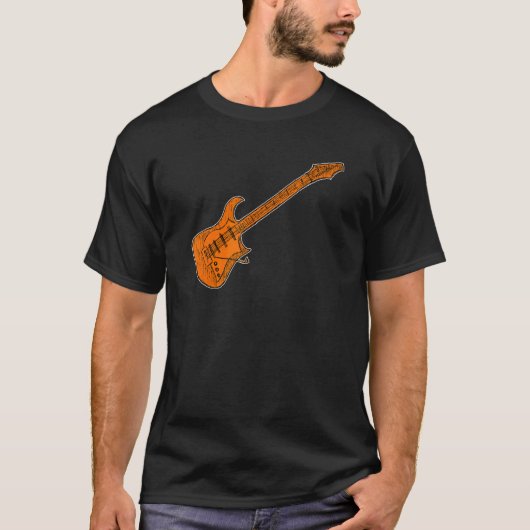 T-SHIRT GUITARE ÉLECTRIQUE ORANGE RÉTRO (Devant)