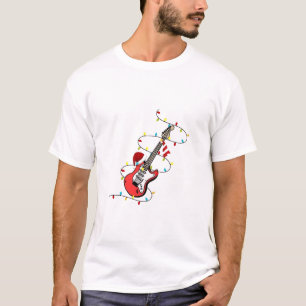 T-shirt Guitare Électrique Père Noël Musique Amoureux de N