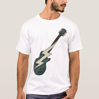 T-shirt Guitare électrique rétro éclair par un éclair Rock