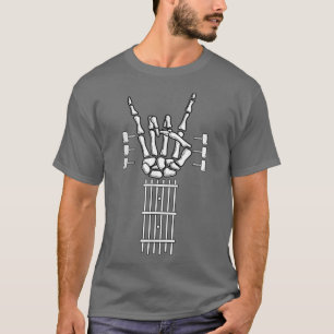 T-shirt Guitare électrique Squelette musicien à la main Su
