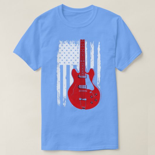 T-shirt Guitare électrique US Drapeau musicien guitariste (Design devant)