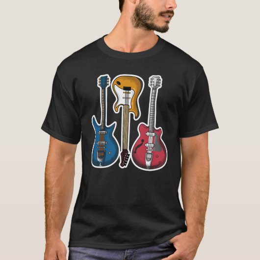 T-shirt Guitare électrique vintage classique Musicien (Devant)