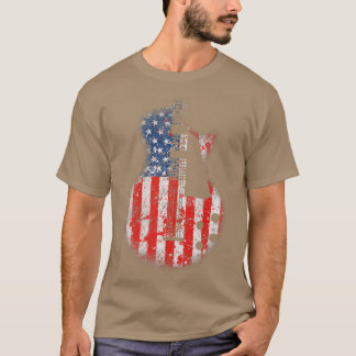 T-shirt Guitare en détresse Vintage US American Flag Guita