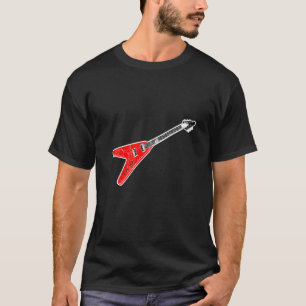 T-shirt Guitare en V Musique Métal Lourde Hard Rock Skull