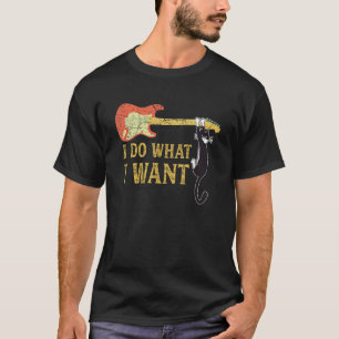 T-shirt Guitare et chat Chat suspendu à la guitare