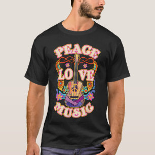 T-shirt Guitare Hippie Rétro Paix Amour Musique garçon fam