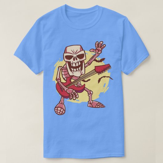 T-shirt Guitare jouant un squelette d'Halloween de Heavy M (Design devant)