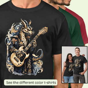 T-shirt Guitare Jouer Brown Dragon Bleu