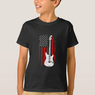 T-shirt Guitare Lecteur de Musique Drapeau Américain US Gu