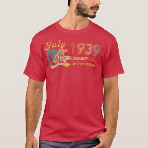 T-shirt Guitare Lover 83 ans Cadeaux Juillet 1939 Limited